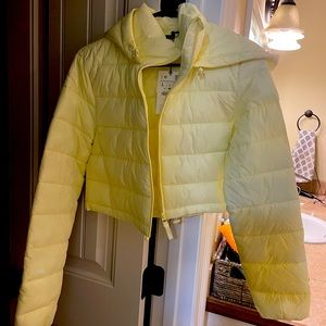 Zara Yellow Cropped Puffer Jacket